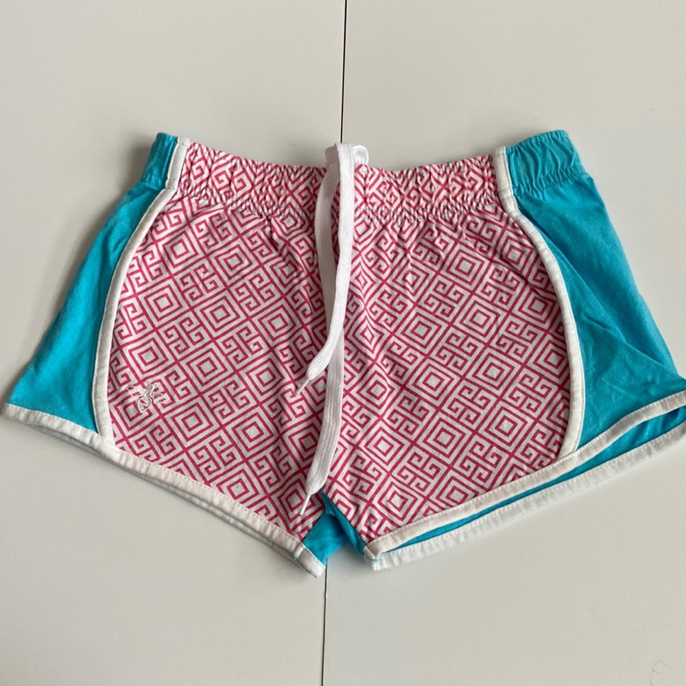 Lily Grace S Blue and Pink Geometric Lounge Shorts
